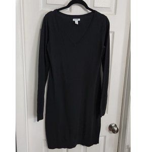 Black V-neck sweater dress - tall